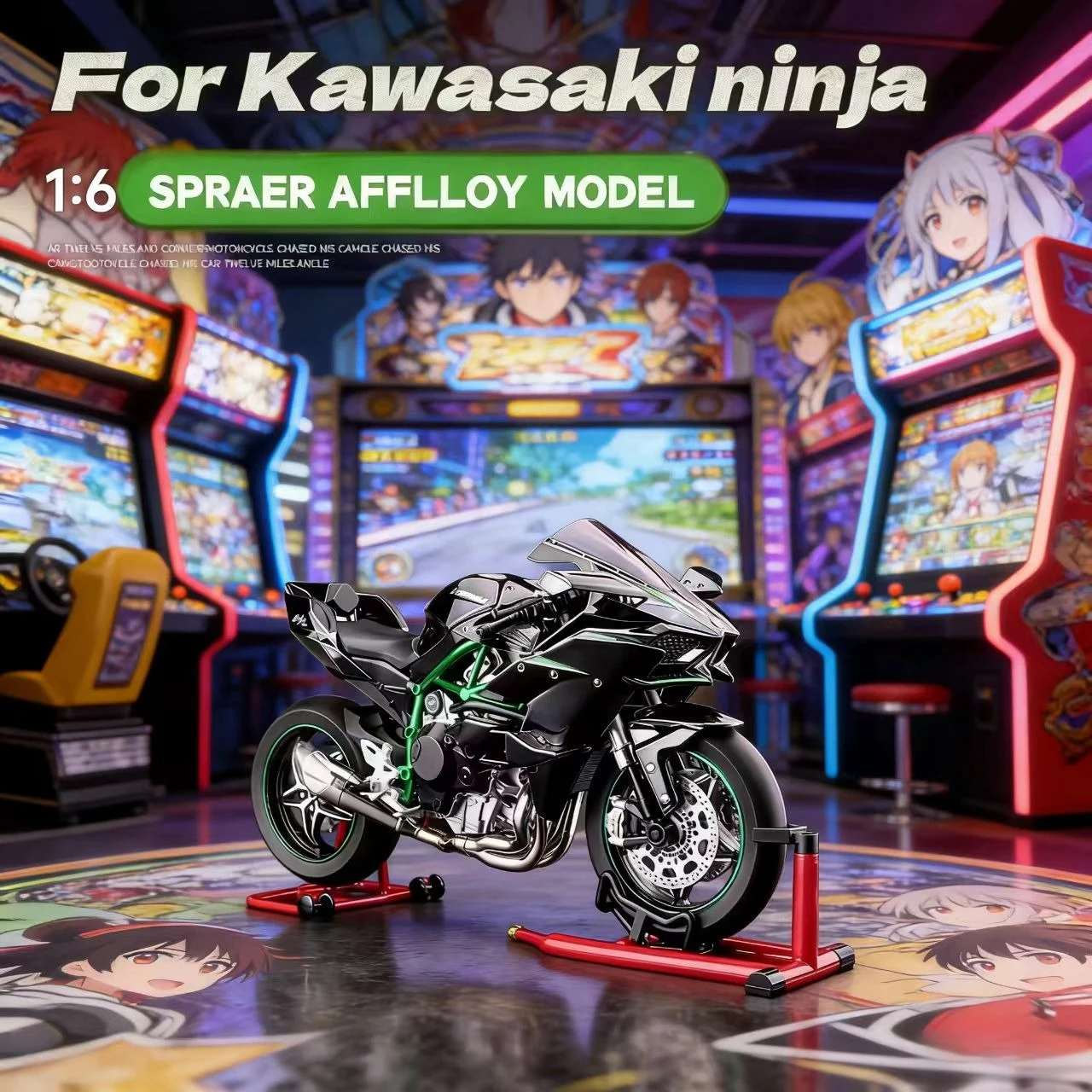 

1:6 For Kawasaki H2R Diecast Alloy Motorcycle Model with Simulation Ignition, Smoke Spray & One-Button Start, Collector's Item