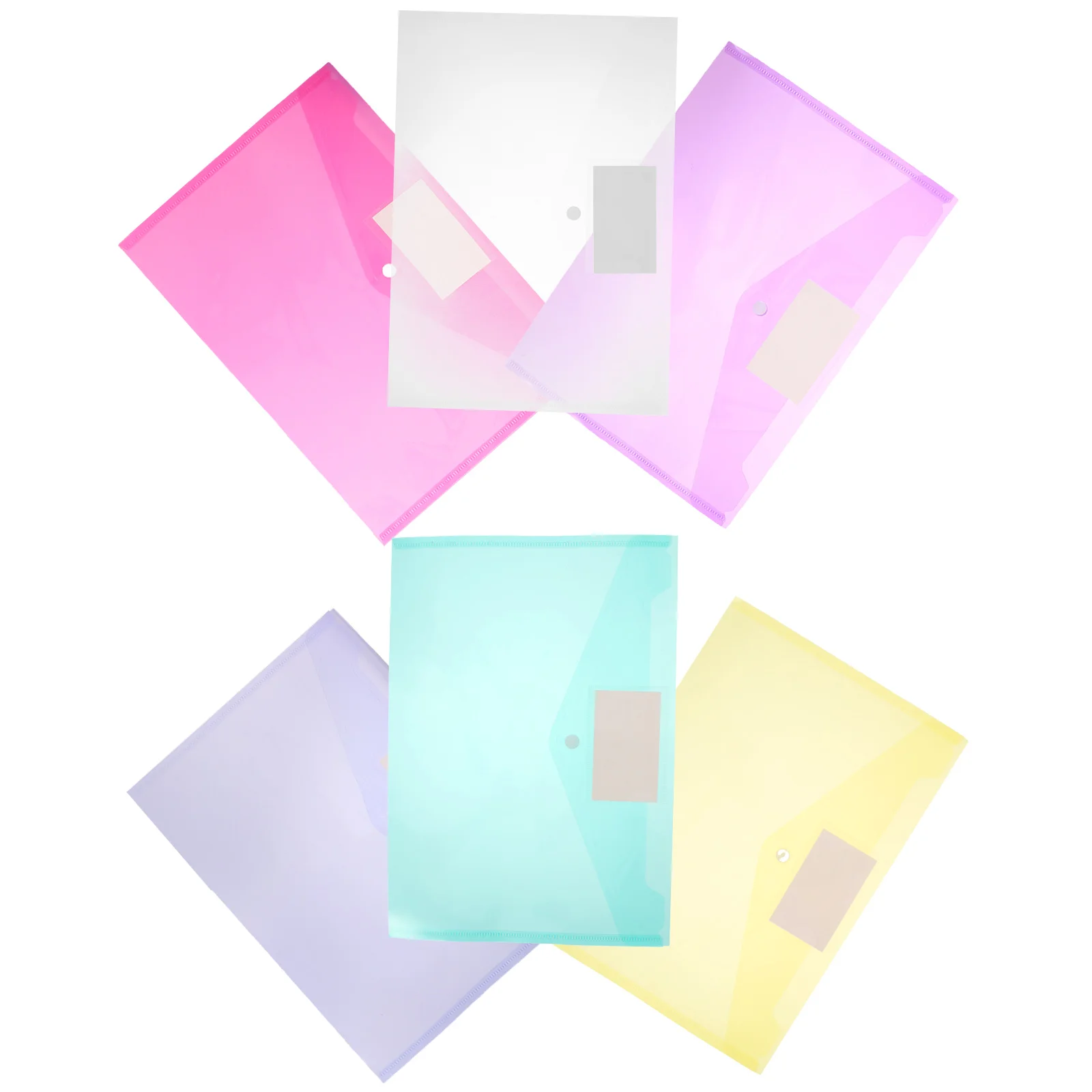 

6pcs Transparent File Folder Plastic Document Holder Snap Button Large Capacity Pp Envelope Storage Bag For Receipts Tickets