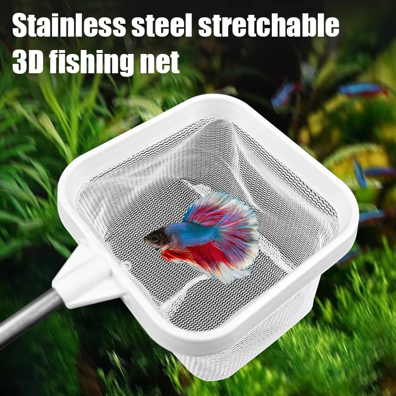 

1PC Stainless Steel Telescopic Hand Fishing Net Aquarium Fish Tank Accessories For Catching Fish Shrimp Tank Clean Accessories