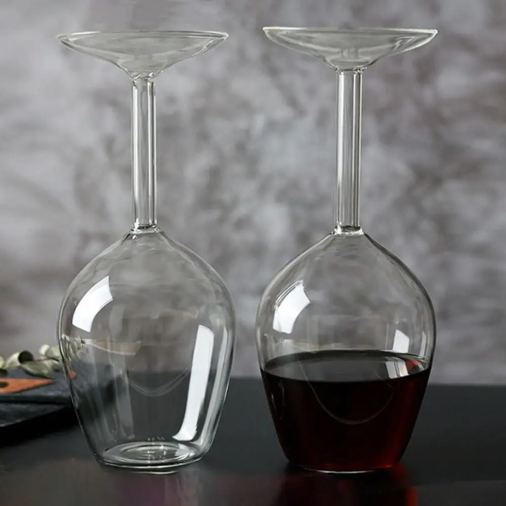 Glassware 400ML Upside Down Goblet Long Stem Thickened Inverted Wine Cup Clear Wineglass Cocktails