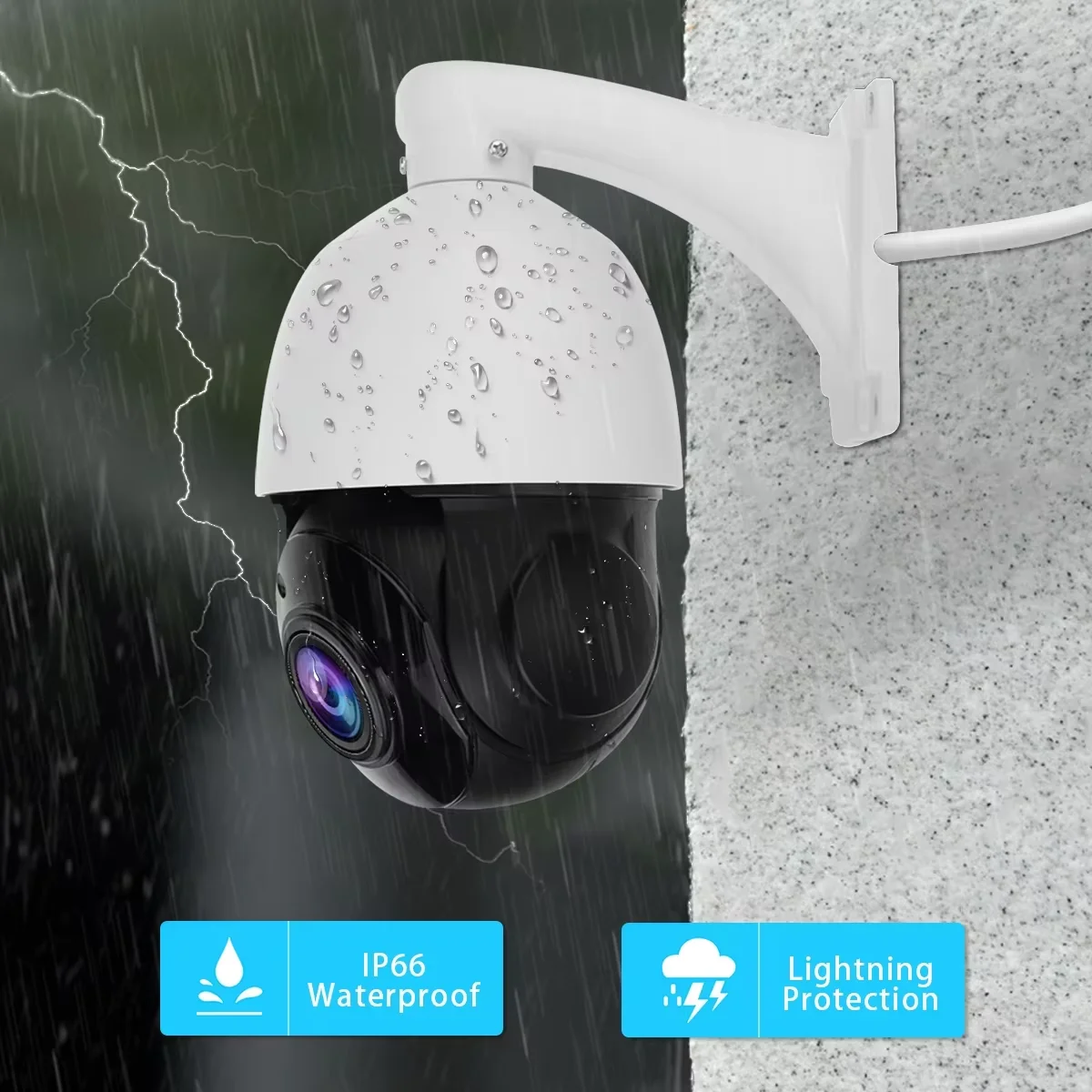 JideTech 5MP PTZ caméra extérieure avec Vision nocturne 20X CCTV caméra IP suivi de mouvement humain IR caméra de sécurité Audio bidirectionnelle