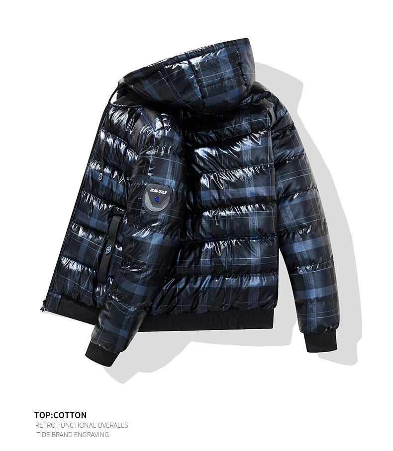 Winter Men's Puffer Jacket Casual Warm Thick Coat Fashionable Hooded Parkas Men's Clothing Windproof Black Shiny Jacket view 6