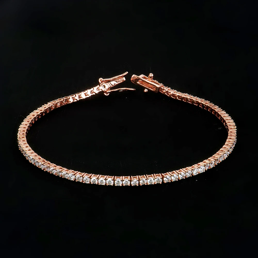 

Wholesale Price Jewelry 925 Sterling Silver 2mm Iced Out Vvs1 Gra Certified Cluster Mossanite Moissanite Tennis Chain Bracelet