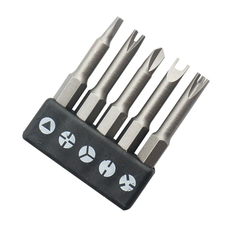 Binoax 5Pcs 50mm Special-shaped Screwdriver Set U-shaped Y-Type Triangle Inner Cross Three Points Screwdriver Bit Tool