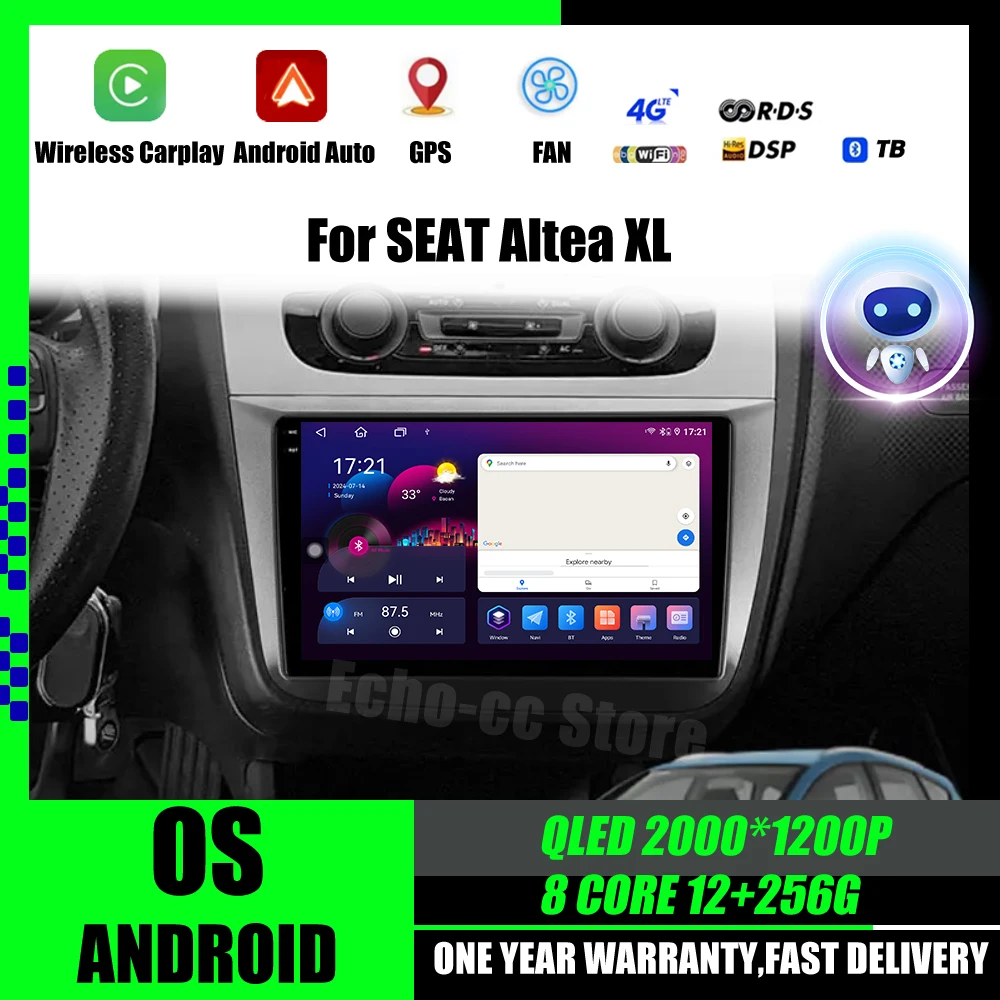 

Автомобильный радиоприемник Android Auto для SEAT Altea XL 2004-2015, автомобильный мультимедийный плеер, стерео, беспроводной Carplay, видео, WIFI, GPS-навигация