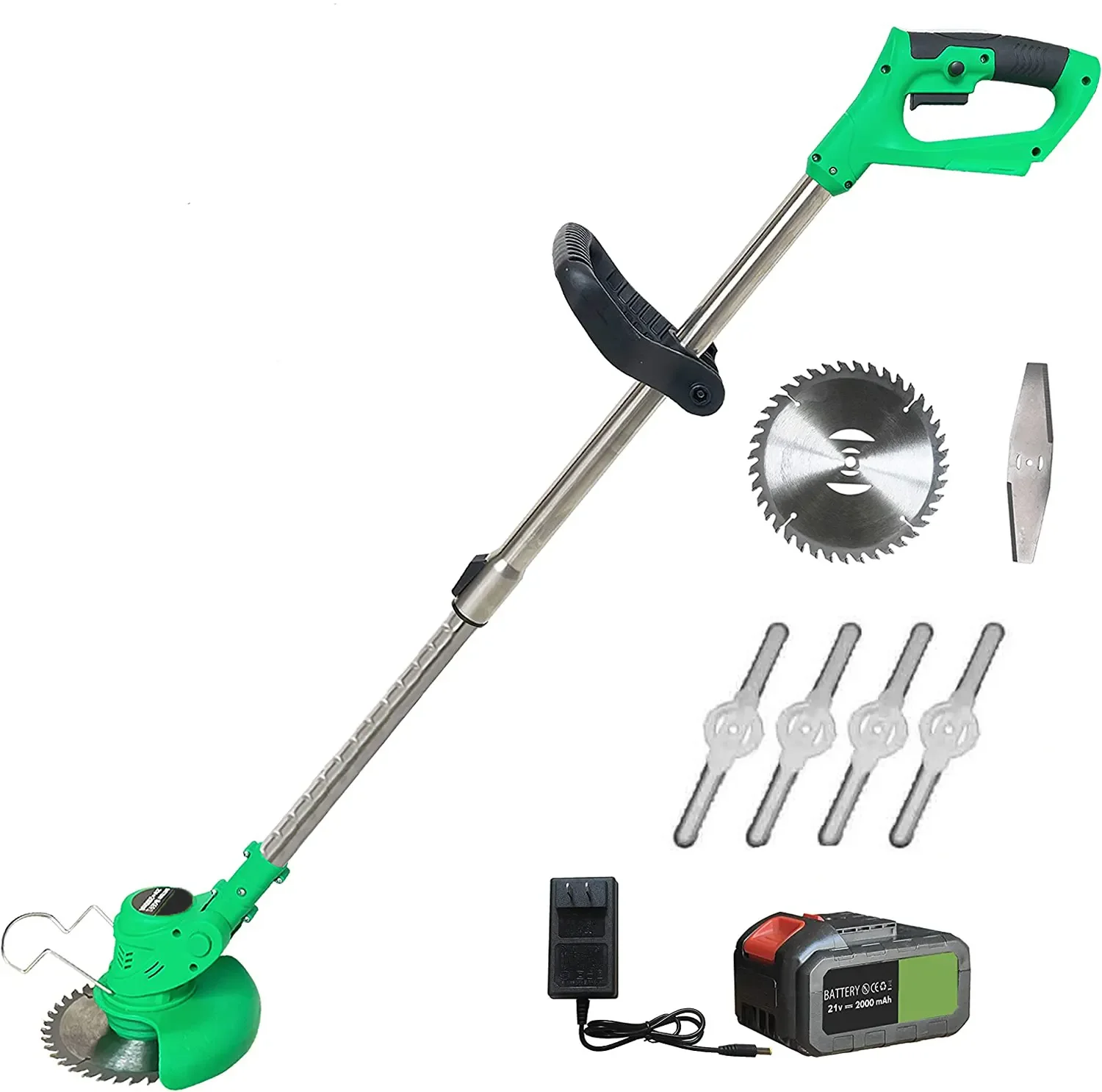 Handheld Electric Cordless Battery Powered String Trimmer Metal Blade Garden Power Tool for Grass Cutting and Brush Mowing