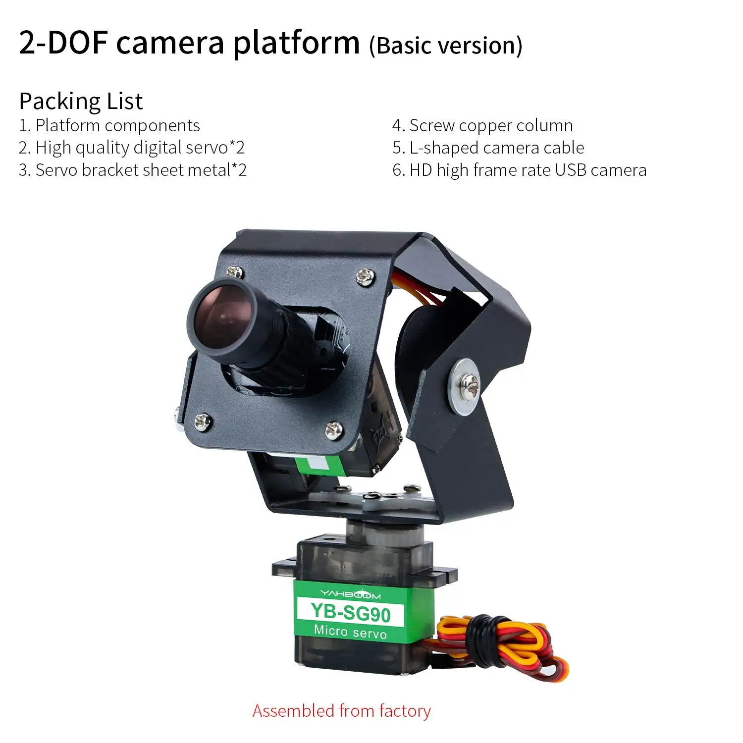 Jetson Nano Electric Camera Platform Aluminum Alloy Metal Bracket with 2DOF PTZ Tilt 9G SG90 Servo for DIY Smart Robot Car Kit