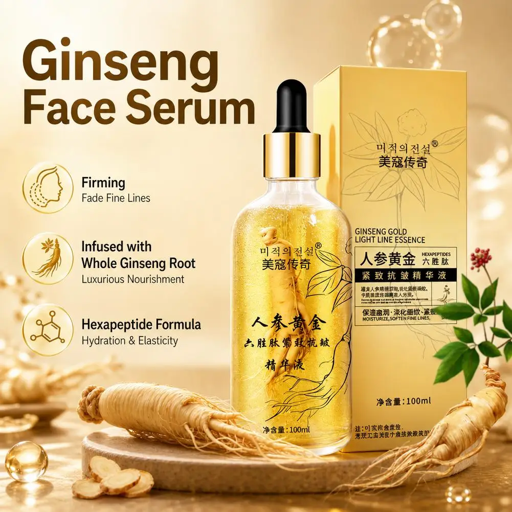 Ginseng Gold Hexapeptide Essence Firming Anti-Wrinkle Fade Fine Lines Hydrating Moisturizing Face Serum