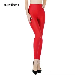 AOYLISEY Women Ankle-Length High Waisted Leggings Skinny Plus Size Spandex Wide Waistband Fitness Spring Leisure Fashion Pants