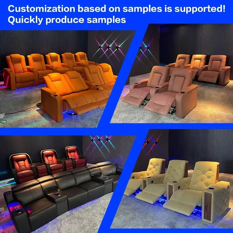 Vip Single Leather Reclining Sofa Chair Home Theater Furniture High-end Cinema Electric Recliner Sofa Villa Studio Movie Seats