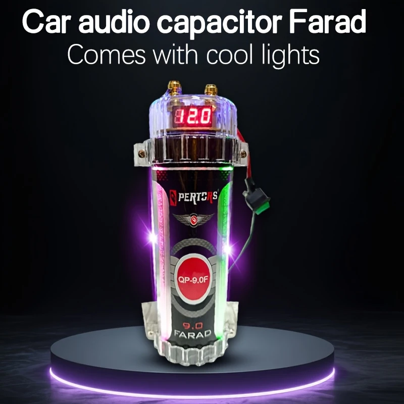 Car audio capacitor farad，9.0，DC12V，Car audio system power amplifier energy storage kit
