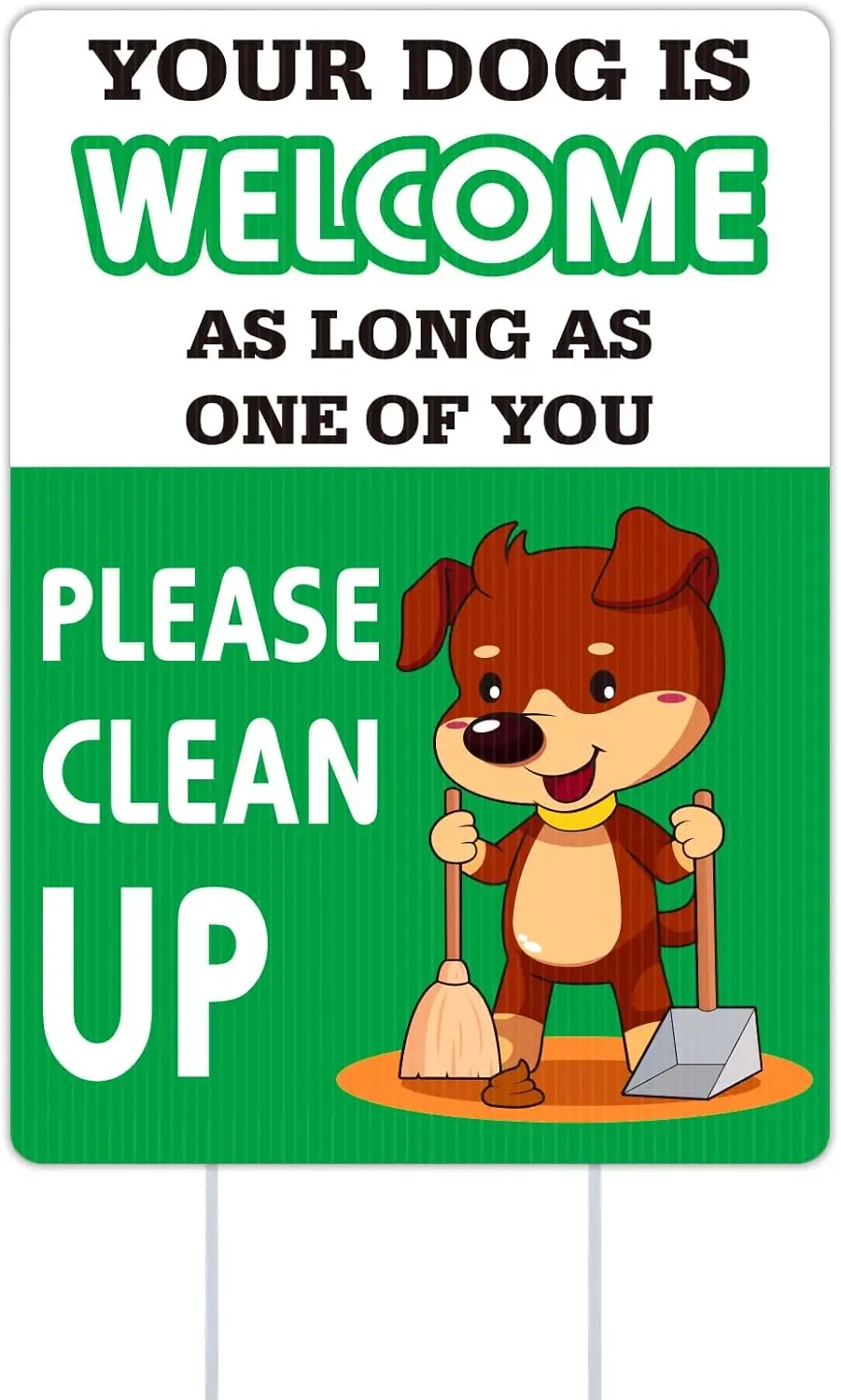 WaaHome Funny Clean Your Dog Poop Yard Sign with Stakes 8''X12'' Double Sided No Poop Pee Dog Sign Pick Up Dog P sign