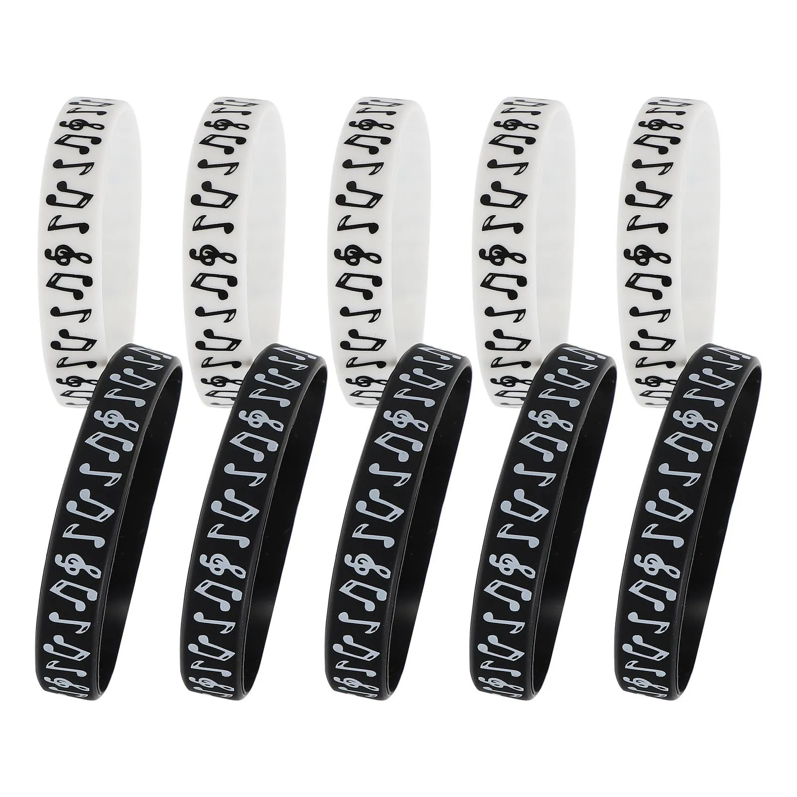 

10pcs Music Festival Wristbands Syllable Notes Design Comfortable Silicone Bracelets For Concerts Durable Decorative Party