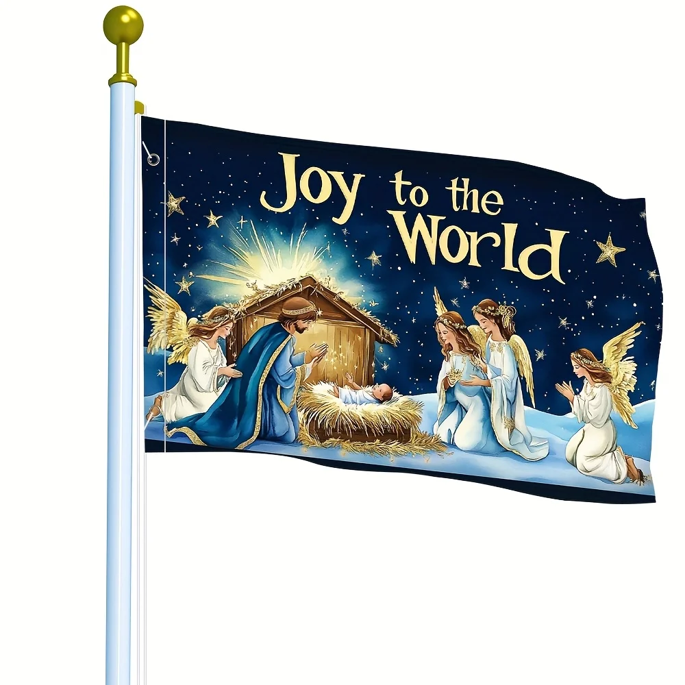 Jesus Nativity Scene Garden Flag Durable Acrylic Polyester Christmas Holiday Banner