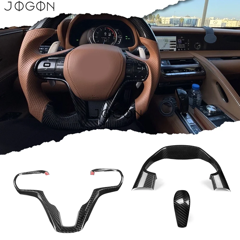 3Pcs For Lexus LC500 500h 2018-2025 Carbon Fiber Car Center Gear Head Panel Speedometer Cluster Steering Wheel Strip Cover Trim
