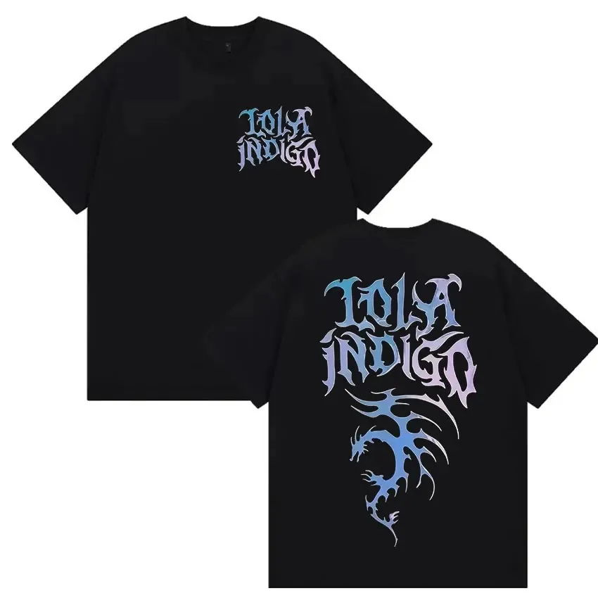 Camiseta gráfica Singer Lola Tour Indigo 2025 Merch para hombre y mujer, camisetas Retro de moda Harajuku, camisetas de manga corta