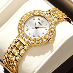 Yalalusi Merk Klassieke Populaire Dameshorloges Gouden Kristallen Diamanten Luxe Doos Horloge Verwijderaar Dames Geschenk Ion Gold Plating