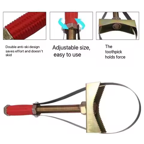 Oil Filter Element Wrench Filter Oil Change Disassembly Tool Adjustable Ingot Type Automotive Oil Grid Steel Strap Wrench