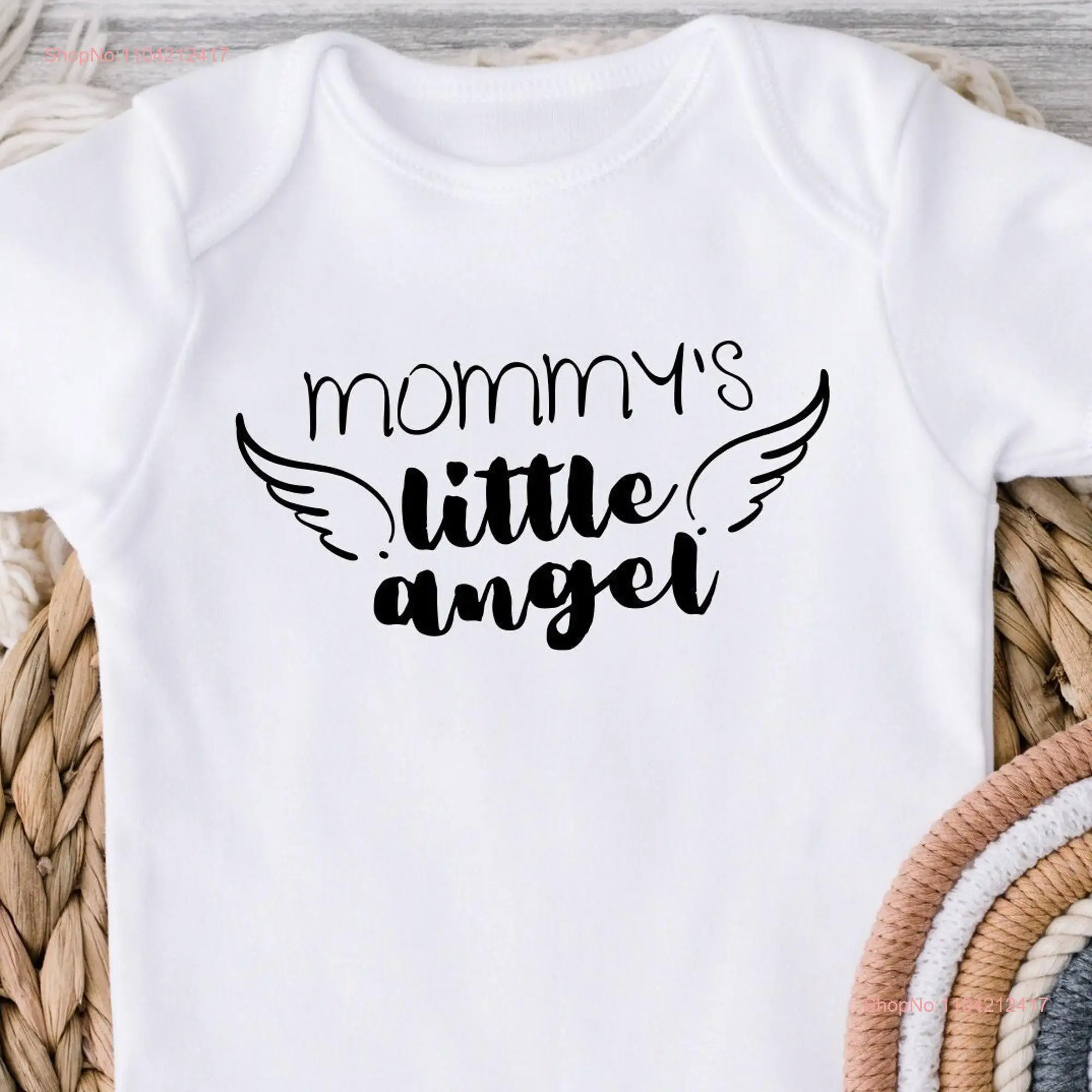 Mommy's Little Angel T Shirt Wings Baby Shower Grandchildren Toddler Kids Birthday long or short sleeves