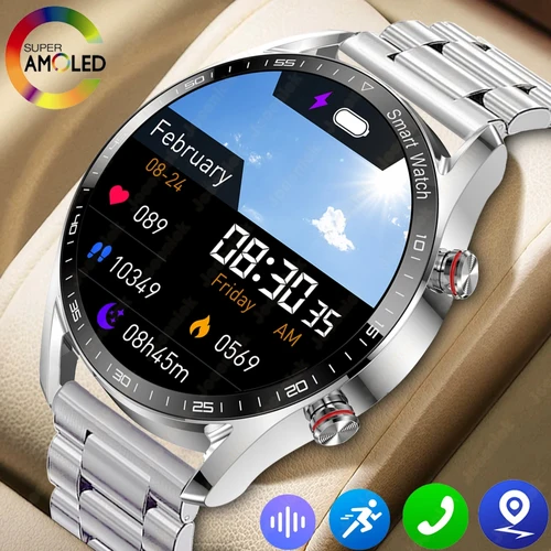 Reloj inteligente de negocios con llamada Bluetooth para hombre, pulsera deportiva táctil con pantalla completa, resistente al agua, ECG + PPG, monitoreo de salud, novedad de 2025