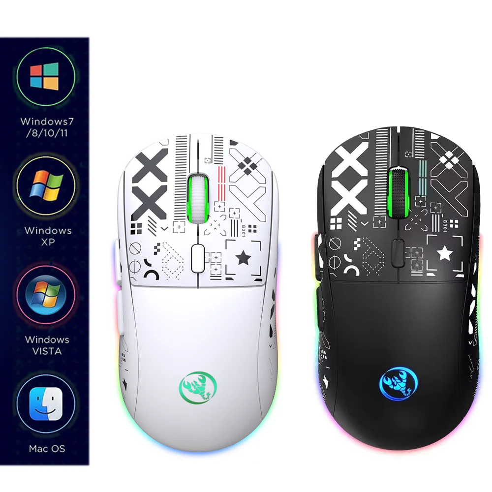 

2.4G Wireless 3 mode Bluetooth 5.0/3.0 Gaming Mouse RGB Graffiti Support 3 Devices Connect Switching Mice For Laptop PC Desktop