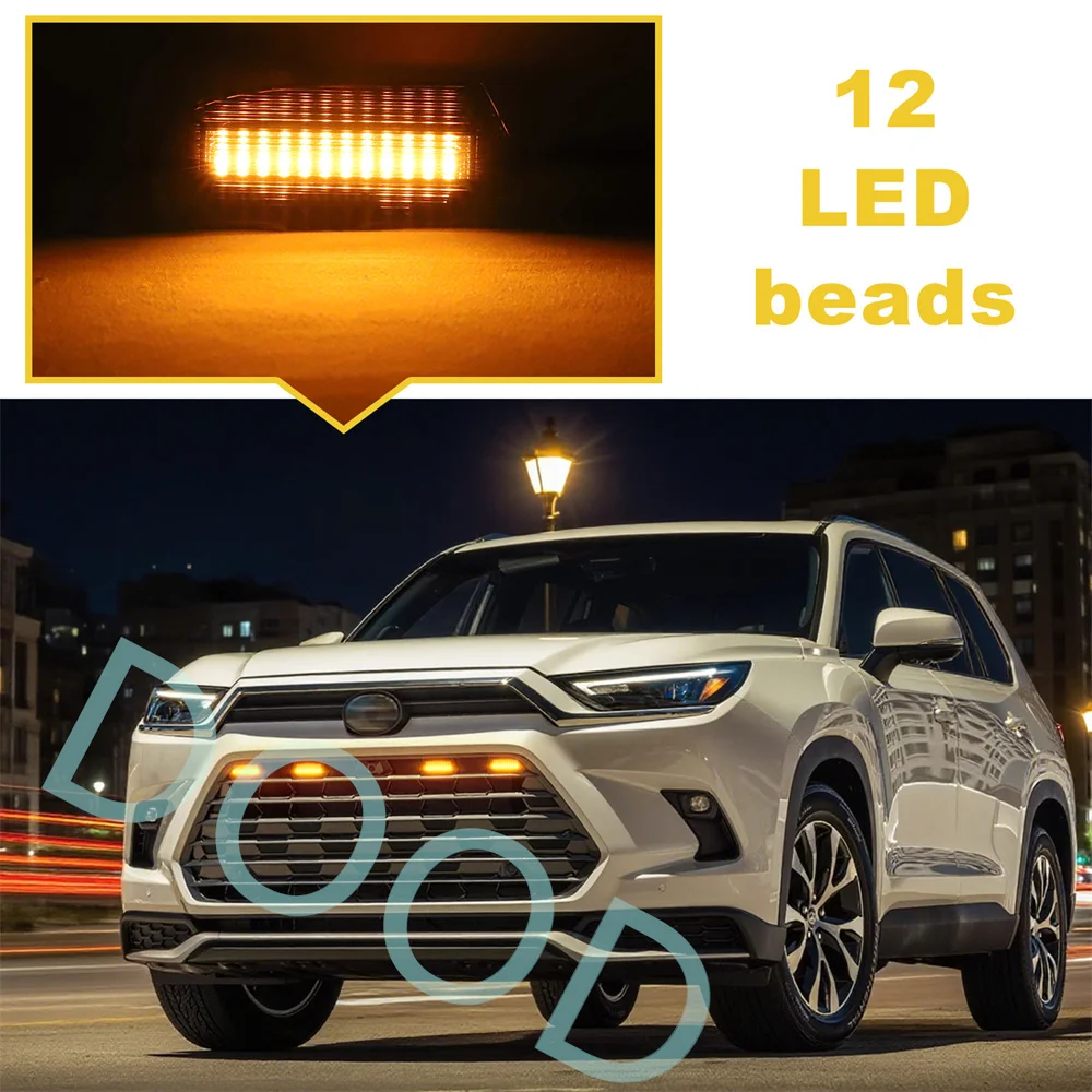 أضواء مصبغة شواء Led مناسبة لـ 2024 2025 2026 تويوتا جراند هايلاندر سباق الشوايات إكسسوارات مضيئة