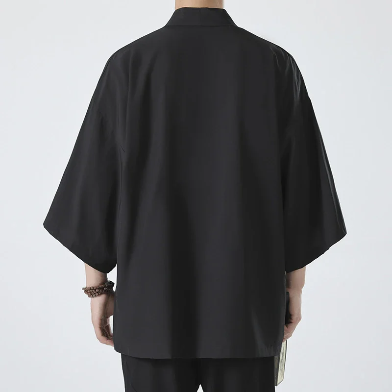 Kimono hommes cape Kimono Para Hombre manteau noir cape blanche chemise de plage été Haori hommes unisexe samouraï vêtements hommes japonais