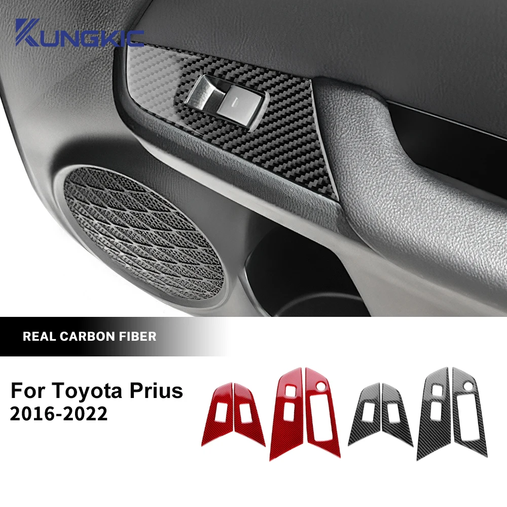 

Настоящий мягкий карбон для Toyota Prius 2016 2017 2018 2019 2020 2021 2022 LHD RHD кнопка стеклоподъемника автомобиля переключатель панель отделка волокно