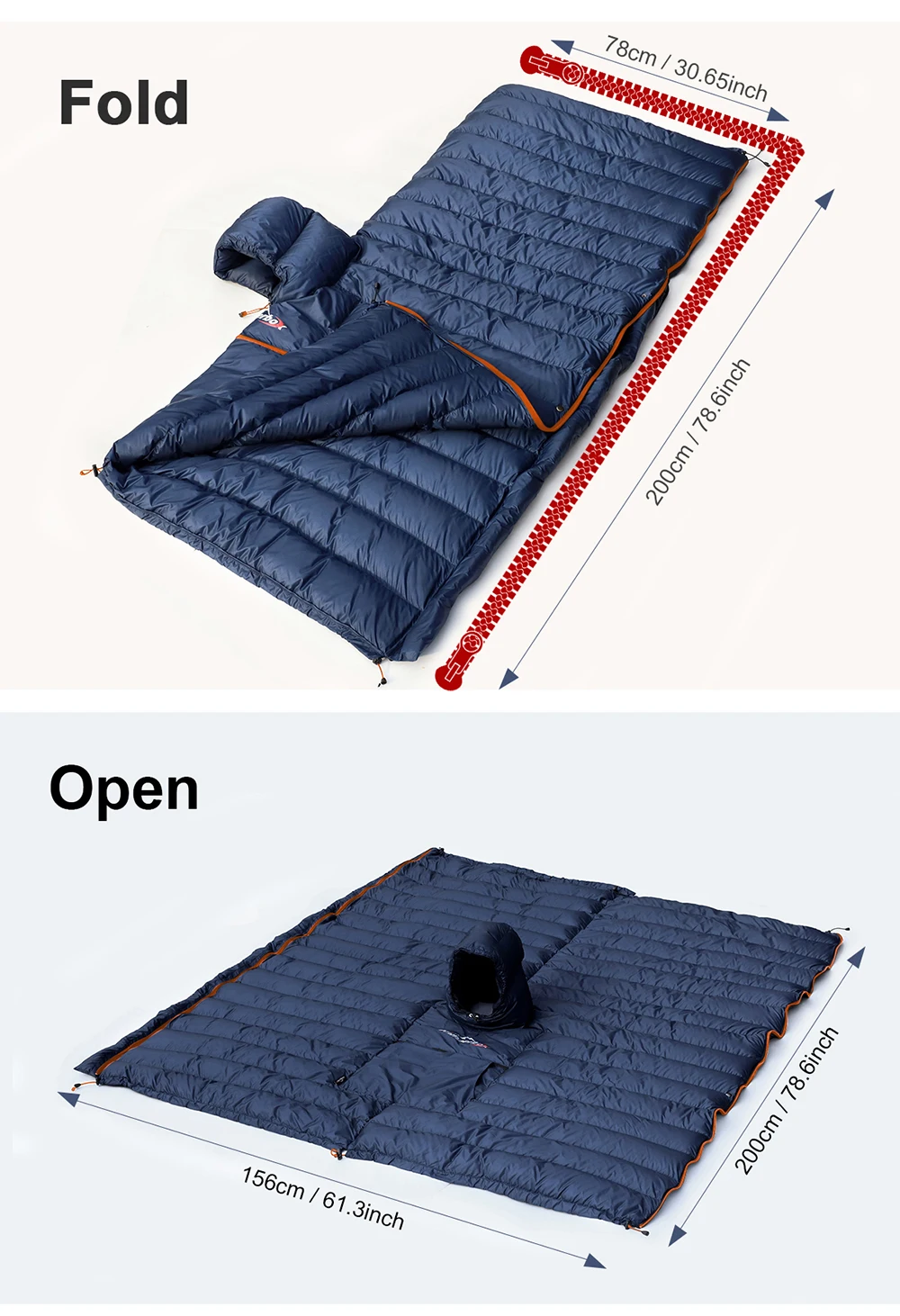 Kamperbox Winterschlafsack Poncho Winter Camping Poncho Winter Tragbarer Schlafsack Campingdecke PC600 – Detail 2