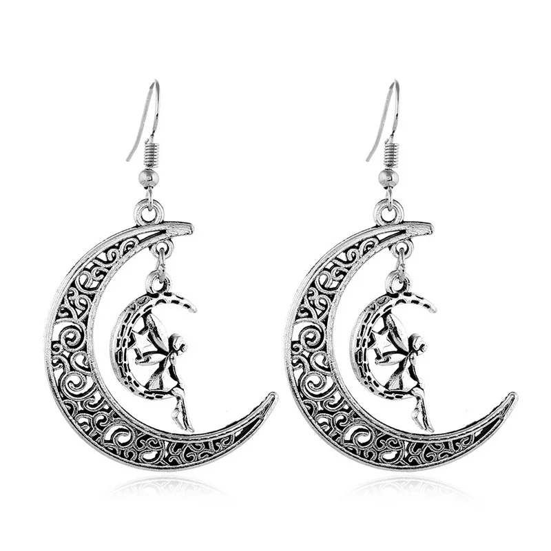 New Punk Style Hollowed Moon Shape Girls Earhook Metal Ladies Punk Style Earring Fashion Jewelry Retro Eardrops for Women