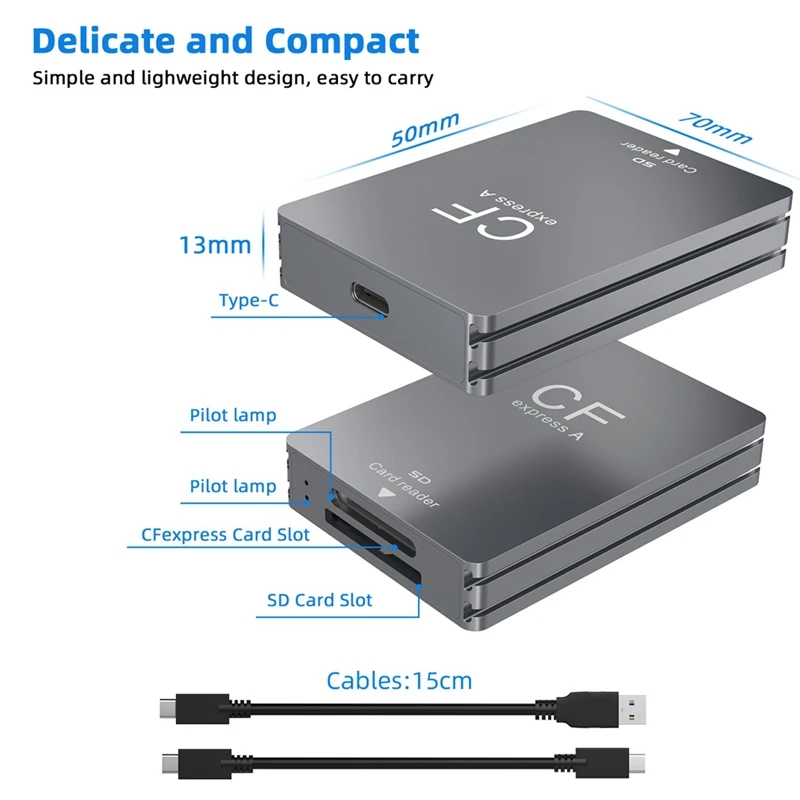 2 In 1 Cfexpress Type A SD Card Reader Cfexpress Card Reader Adapter Dual-Slot For SLR