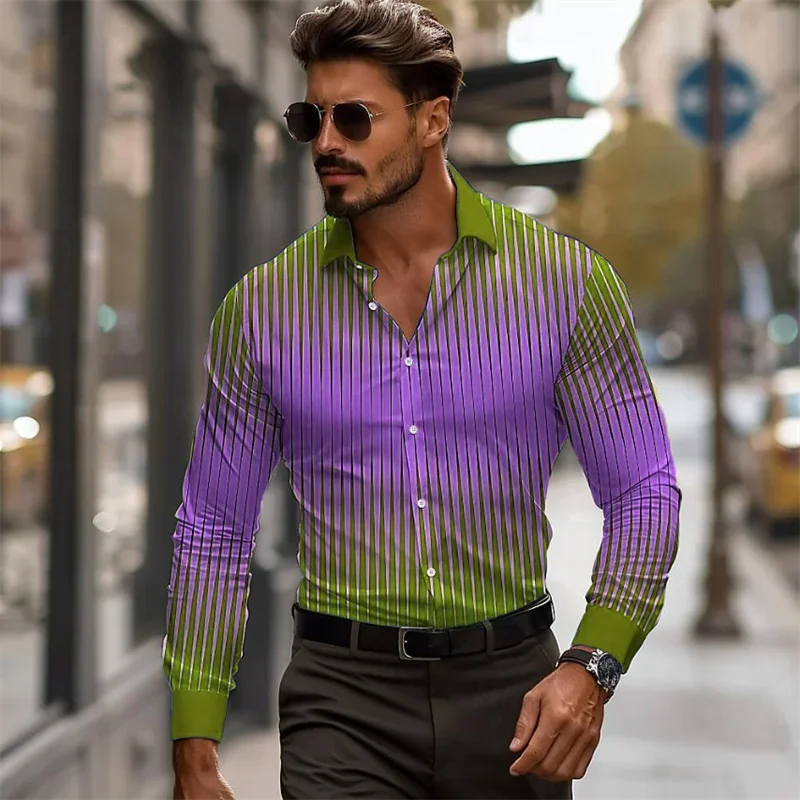 

2024 Business and Leisure Men's Printed Shirt Formal Spring/Summer Collar Long Sleeve 9-Color Elastic Fabric Shirt