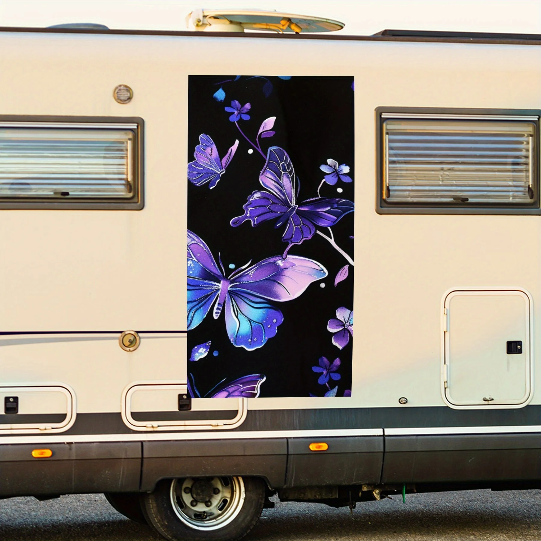 

Purple Butterfly Flower Vinyl Decal for Motorhome Car Door, Waterproof Self-Adhesive Vinyl Stickers, Decor Protection Automotive