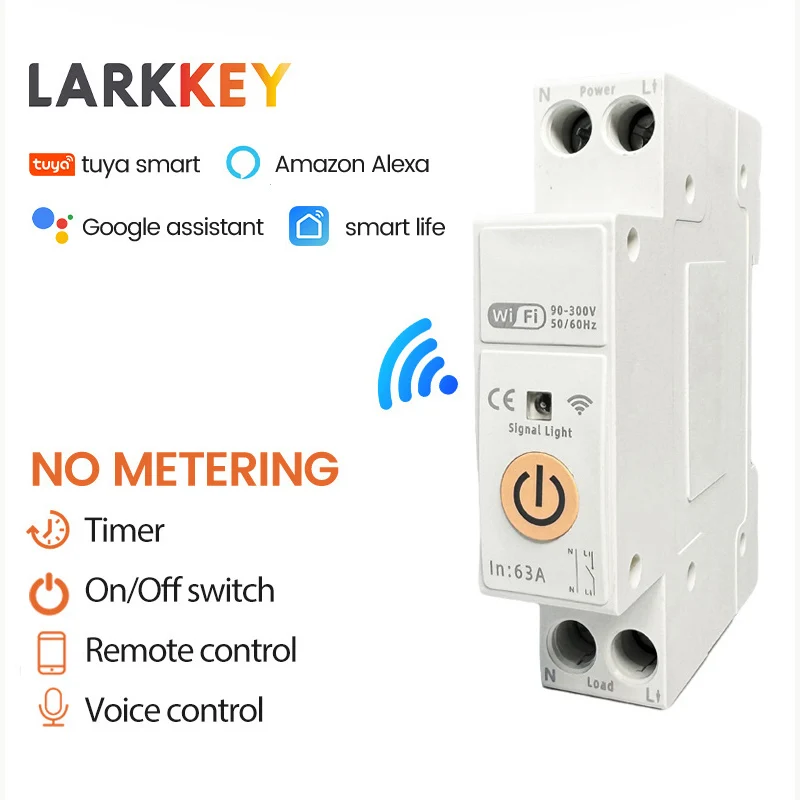

Tuya WiFi Smart Circuit Breaker Voice Remote Control 63A DIN Rail Relay status Timer Relay Monitoring for Google Home Alexa