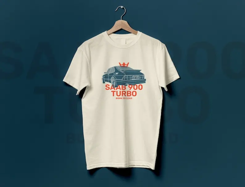 

Saab 900 Turbo T-Shirt Oldtimer Sweden classic car crew neck short sleeve