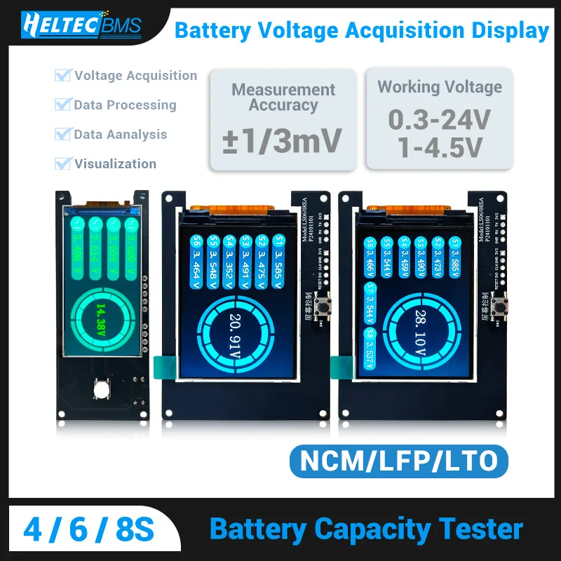 عرض اكتساب جهد البطارية 4S 6S 8S من جهد سلسلة واحدة، الجهد الإجمالي لبطارية Li-ion/LiFePO4/LTO