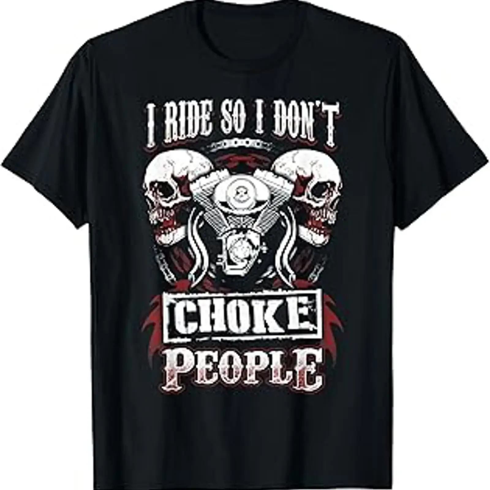 Funny Motorcycle T Shirt Biker I Ride So Don't Choke People vintage Washed Top For Everyday Wear Unisex Versatile Casual