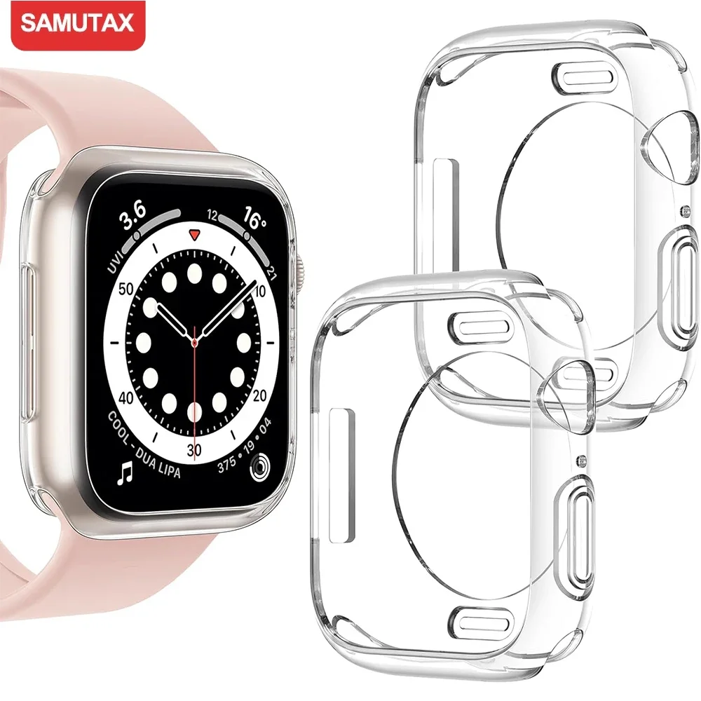 Funda para Apple Watch de 44mm, 45mm, 41mm, 40mm, sin Protector de pantalla, cubierta completa de TPU para iwatch series 9, 8, 7, SE, 6, 5, 4, accesorios