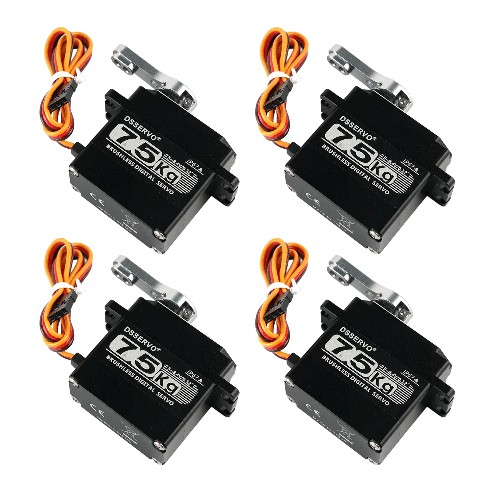 BLS3375 75kg High Torque Brushless Digital Servo Waterproof IP67 All Metal PWM Servo for RC Car Robot 7.4V 4PCS