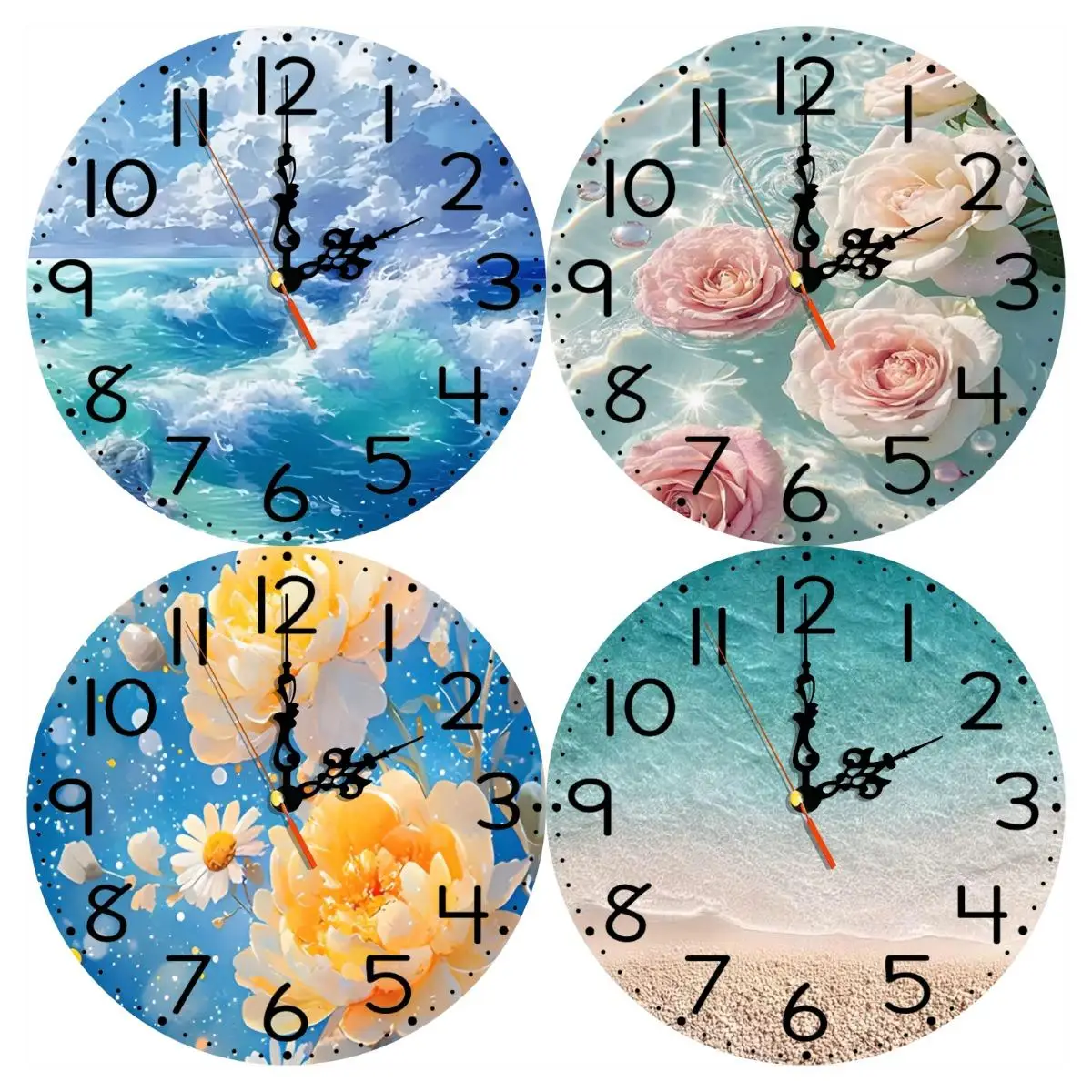 Silent Wooden Round Wall Clock, Non-Ticking Decor Wall Watch for Home Bedroom Living Room, AA Battery Not Included