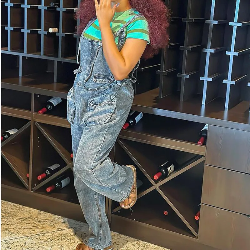 جمبسوت نسائي عتيق بجيوب كبيرة من WTHT جمبسوت بأرجل واسعة لشتاء 2025 جديد بدون أكمام وظهر مكشوف للسيدات 1LS2768 #5