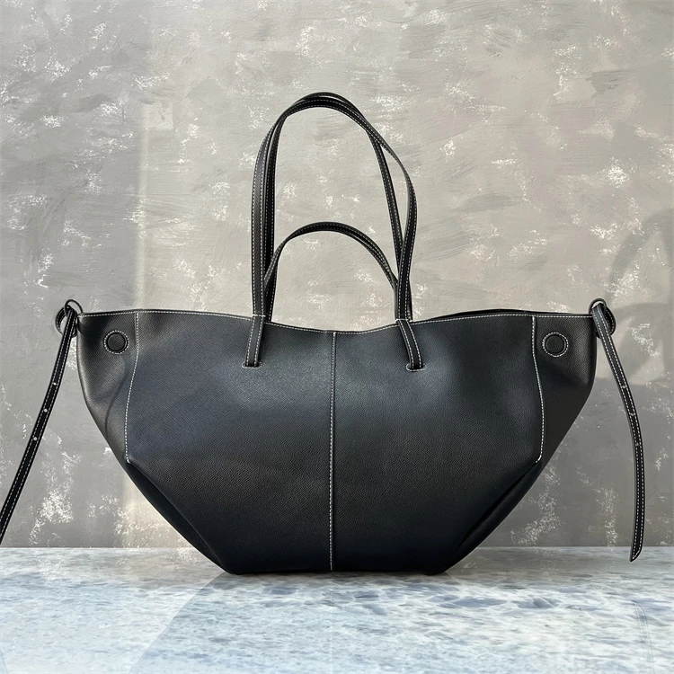 

High-End Leather Folded Tote Bag Women's Large Capaci Handbag Luxury Sensation Single oulder Bag French Sle Daily Use
