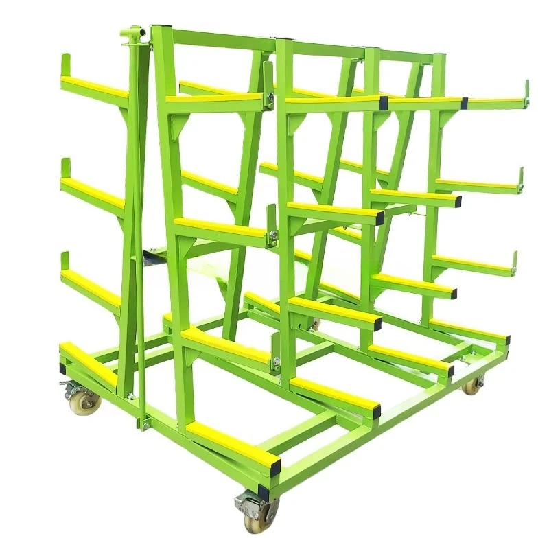 

59-inch Length Aluminum Pipe Storage And Transportation Rack With Four-wheeled Workshop Flexible Turnover Trolley