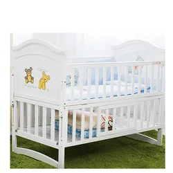 Natural Wood Baby Crib Kids Bed Multi-Function Solid  Infant Cradle Newborn Playpen