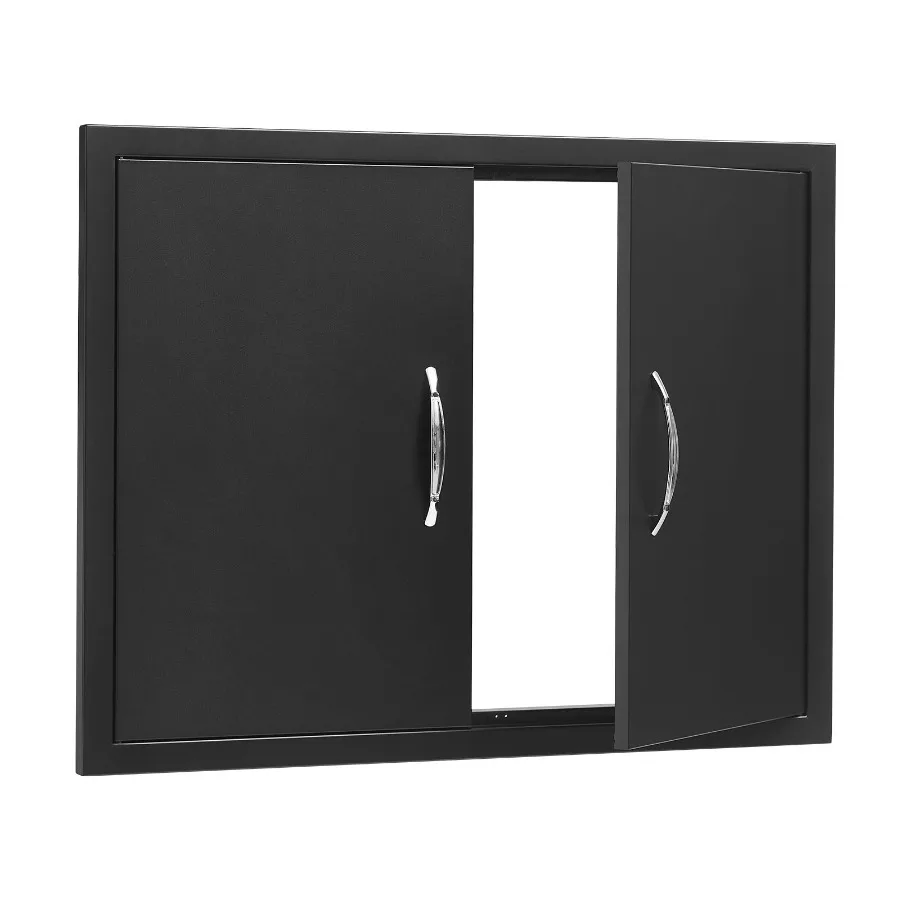 BBQ Access Door, 31W x 24H Inch Double Outdoor Kitchen Door, Cold Plate Flush Mount Door, Wall Vertical Door with Handles, for