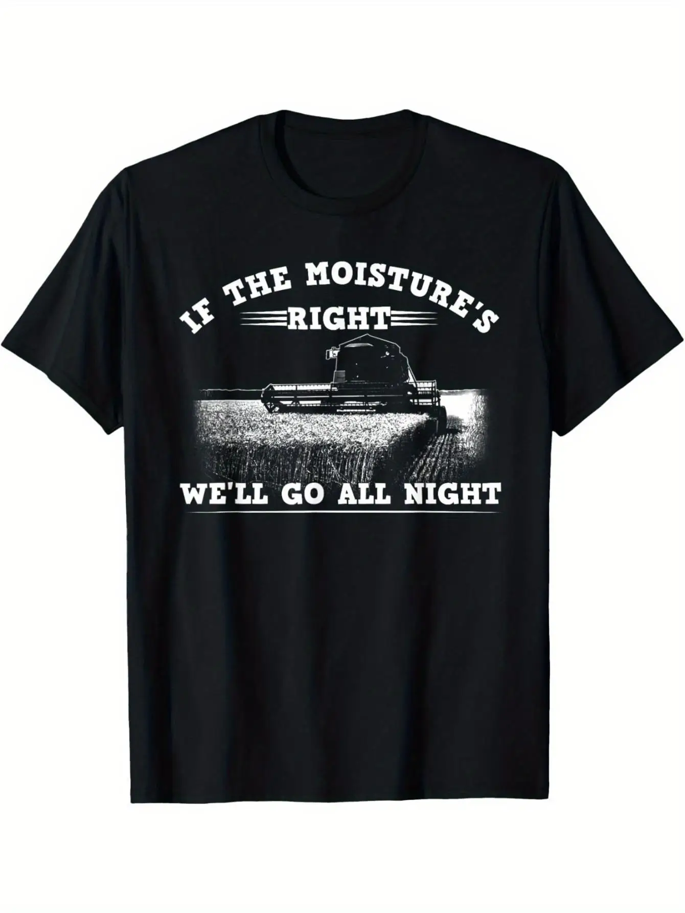 

Vintage Tractor "If Moisture's Right" T-Shirt - 100% Cotton, Loose Fit All-Season Tee