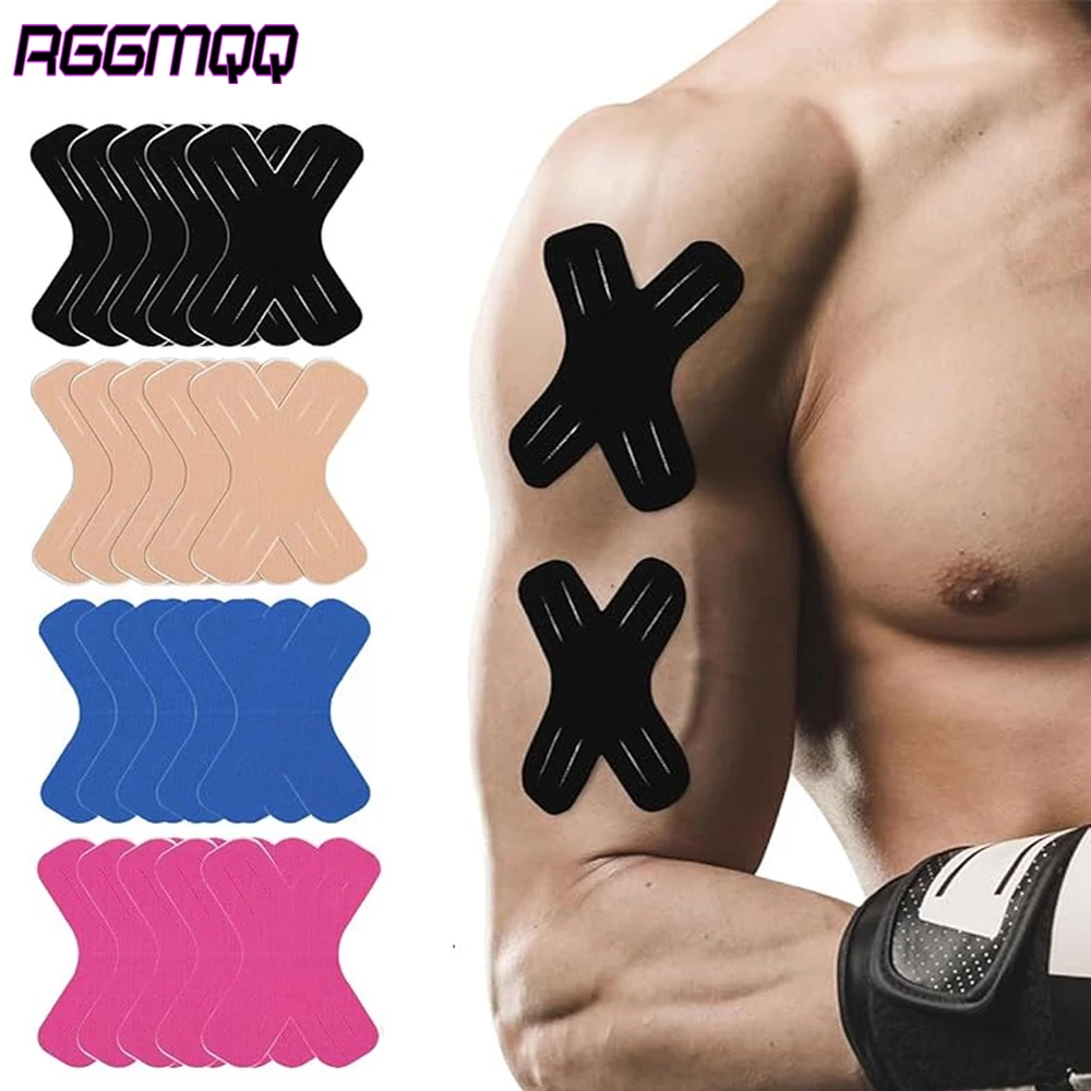 10 Stück Kinesiologie-Tape - Vorgeschnittenes Sporttape - Wasserfeste Streifen Elastisches X-förmiges Kinetik-Tape für Sport, Gelenkunterstützung