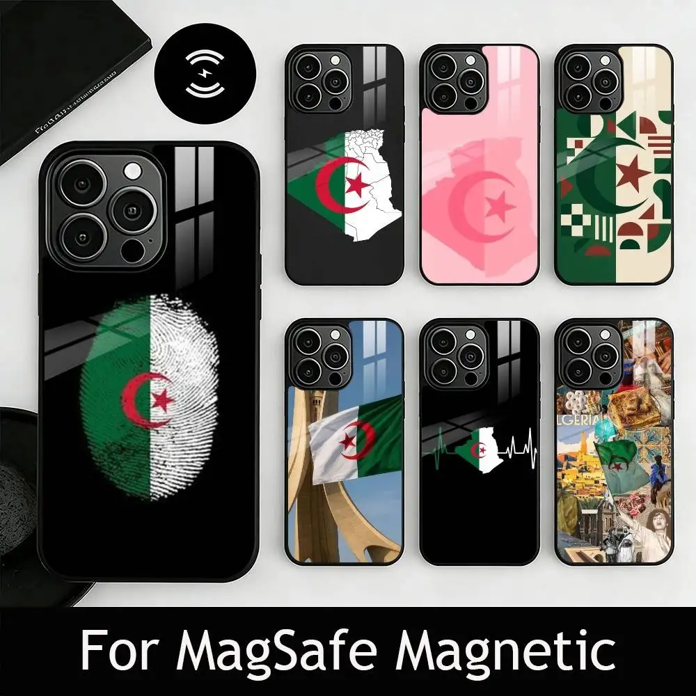 

A-Algeria F-Flag Phone Case For iPhone17,16,15,14,13,12,11 Plus,Pro Magnetic with Magsafe Wireless Charging