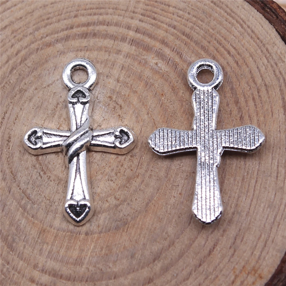 WYSIWYG 20pcs 21x15mm Antique Silver Color Cross Charms Pendant For Jewelry Making DIY Jewelry Findings