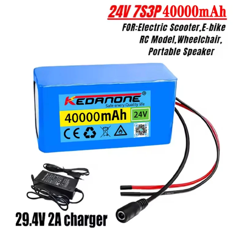 7S3P 24V 18650 Li-Ion Akku-Pack Lithium-Batterien für Elektromotor Fahrrad E-Bike Roller Spielzeug Bohrmaschine mit 2A Ladegerät